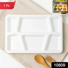 Plastic Multi - Compartment Rectangular Meal Serving Tray / Plate (1 Pc / White) - justgrabit.in | Just Grab It