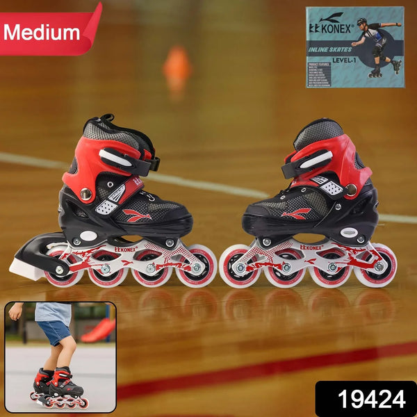 Professional Adjustable Inline Skates for Kids and Adults (Medium / 1 Pair) - justgrabit.in | Just Grab It
