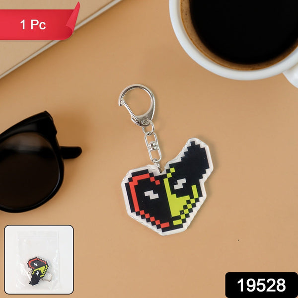 Pixel Style Acrylic Cartoon Keychain with Funky Design (1 Pc) - justgrabit.in | Just Grab It