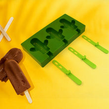 Ice Cream Mould sicle Mold, Cactus Shape Ice Molds Homemade sicle for DIY Ice sicle, 3 - Cavity Summer Food Kitchen Tools (1 Pc) - Justgrabit Inc.