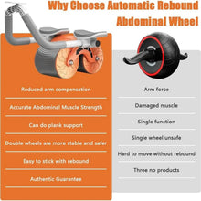 Automatic Rebound Abdominal Wheel, Ab Roller Wheel with Timer Elbow Support for Beginners, Exercise Double Wheel with Knee Mat Holder for Body Fitness Strength Training Home Gym - Justgrabit Inc.