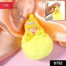 Cute Doll Plush Keychain with Soft Fur Ball (1 Pc) - justgrabit.in | Just Grab It