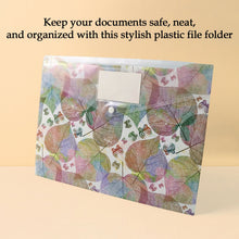 Printed A4 Document Folder – Leaf Design with Button Closure & Label Slot (1 Pc) - justgrabit.in | Just Grab It