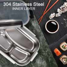 White Transparent Lunch Box for Kids and adults, Stainless Steel Lunch Box with 3 Compartments. - Justgrabit Inc.