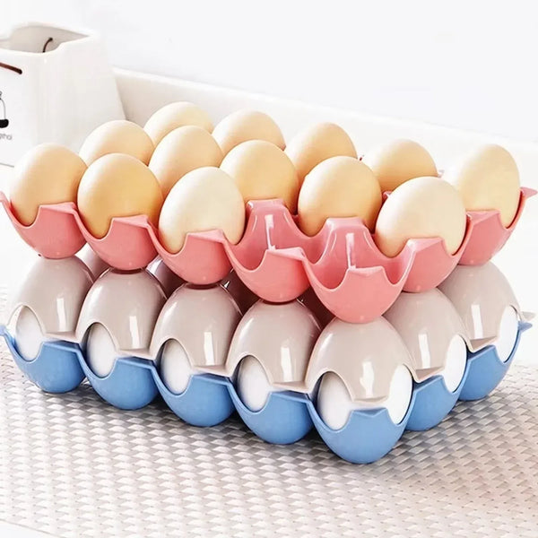 15 Cavity Plastic Egg Tray Egg Trays for Storage with 15 Eggs Holder (4 Pc Set) - Justgrabit Inc.
