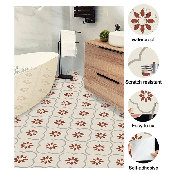 Peel and Stick Floor Tiles Kitchen / Bathroom Backsplash Sticker Detachable Waterproof DIY Tile Stickers for Wall Decoration Tiles Home Decoration (8x8 Inch / 10 Pcs Set) - justgrabit.in | Just Grab It