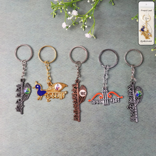 Krishna Theme Keychain Set (5 Pc Mix Design) - justgrabit.in | Just Grab It