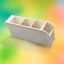 Plastic 4 Compartment Office Desktop Storage Box, Pen Pencil Stand/Holder Stationary Organizer, Plastic Desktop Stationary Organizer For School - justgrabit.in | Just Grab It