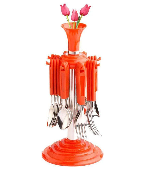 New Stylish 24 Pcs Plastic, Stainless Steel Cutlery Set (Pack of 24) - Justgrabit Inc.