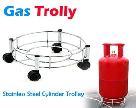 Stainless Steel Gas Cylinder Trolley - justgrabit.in | Just Grab It