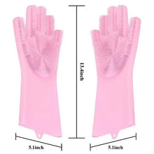 Reusable Silicone Cleaning Brush Scrubber Gloves (Multicolor) - Justgrabit Inc.