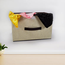 Foldable Storage Box with Lid and Handles Cotton Linen Organizer for Nursery - justgrabit.in | Just Grab It
