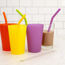 Reusable Silicone Straws Flexible Drinking Straws with Cleaning Brush (7 pc) - Justgrabit Inc.