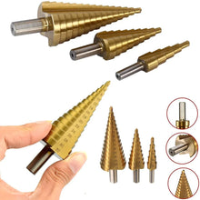 3X Large HSS Steel Step Cone Drill Titanium Bit Set Hole Cutter (4 - 32, 4 - 20, 4 - 12mm) - Justgrabit Inc.