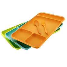 4 - Compartment Plastic Dish Set with Spoon & Fork – Versatile Dinner & Pav Bhaji Plate - Justgrabit Inc.