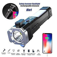 Portable 3w Rechargeable Torch LED Flashlight Long Distance Beam Range, Hammer and Strong Magnets, Window Glass and Seat Belt Cutter 4 Modes for Car Camping Hiking Indoor Outdoor - justgrabit.in | Just Grab It