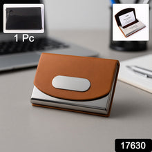 Leather & Stainless - Steel Business Card Holder (1 Pc) - justgrabit.in | Just Grab It