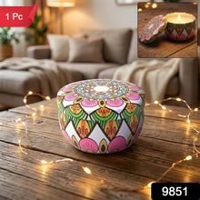 Premium Decorative Mandala Printed Metal Candle Container (1 Pc) - justgrabit.in | Just Grab It