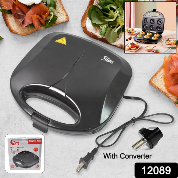 Electric Donut Maker 750W – 6 Cavity(1 Pc / With 2 PIN Plug Converter 1 Pc ) - justgrabit.in | Just Grab It