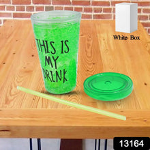 Plastic Drink Cup, Tea Coffee Tumbler with Lid and Straw (1 Pc) - justgrabit.in | Just Grab It