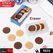 Biscuit - Shaped Erasers | Fun Rubber Stationery for Kids | Creative Birthday Gift Toy (6 Pcs Set) - Justgrabit Inc.