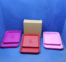 Square Plastic Dinner Plate Set (Set of 6 Pcs) Colorful Snacks / Breakfast Plate (Set of 6 Pcs) - justgrabit.in | Just Grab It