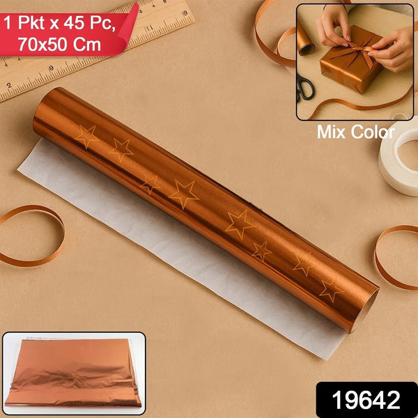 Premium Metallic Gift Wrapping Paper Sheets – 45 Sheets Approx (70 x 50 cm / Mix Color) - Justgrabit Inc.