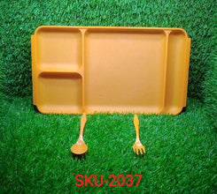 4 - Compartment Plastic Dish Set with Spoon & Fork – Versatile Dinner & Pav Bhaji Plate - Justgrabit Inc.