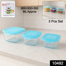 Premium Quality 3 - Piece Square Glass Food Storage Container / Bowl Set - Justgrabit Inc.