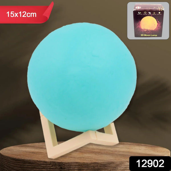 Moon Night Lamp Blue Color with Plastic Stand (15 x12 Cm / 1 Pc) - justgrabit.in | Just Grab It