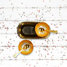 Gold Silver Plated 2 Bowl 2 Spoon Tray Set Brass with Red Velvet Gift Box Serving Dry Fruits Desserts Gift - Justgrabit Inc.