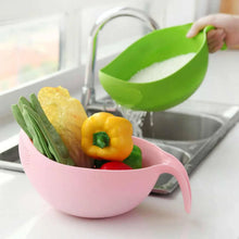 Plastic Rice Bowl / Food Strainer Thick Drain Basket with Handle for Rice, Vegetable & Fruit. (1Pc) - Justgrabit Inc.