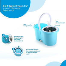 Plastic Spinner Bucket Mop 360 Degree Self Spin Wringing with 2 Absorbers for Home and Office Floor Cleaning Mops Set - Justgrabit Inc.