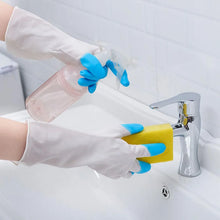 Reusable Rubber Latex PVC Flock lined Elbow Length Hand Gloves cleaning gloves - Justgrabit Inc.