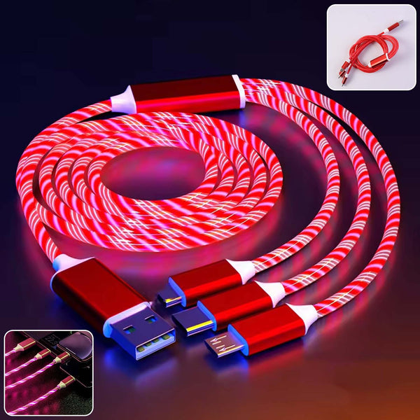 3 - in - 1 LED Glow Fast Charging Cable (1 Pc) - justgrabit.in | Just Grab It