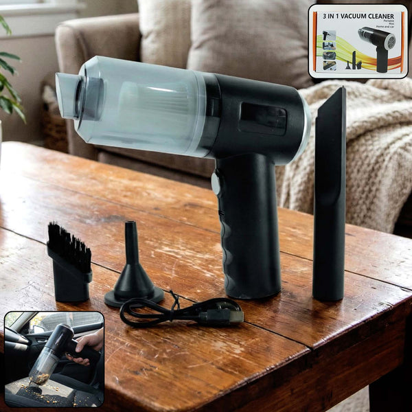 3 - in - 1 Portable Handheld Vacuum Cleaner for Home & Car Cleaning (1 Pc) - justgrabit.in | Just Grab It