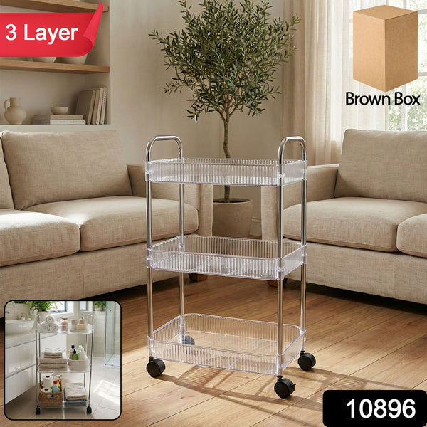 3 Layer Multipurpose Storage Trolley with Wheels - justgrabit.in | Just Grab It
