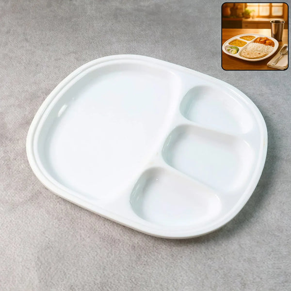 Plastic Large Compartment Dinner Plate / Thali with 4 Sections - justgrabit.in | Just Grab It