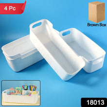 White Plastic Storage Basket Tray Set (4 Pcs) - justgrabit.in | Just Grab It