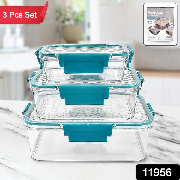 Multipurpose Plastic Containers / Lunch Boxes (3 Pcs Set / 1500, 750, 350 ML Approx) - Justgrabit Inc.