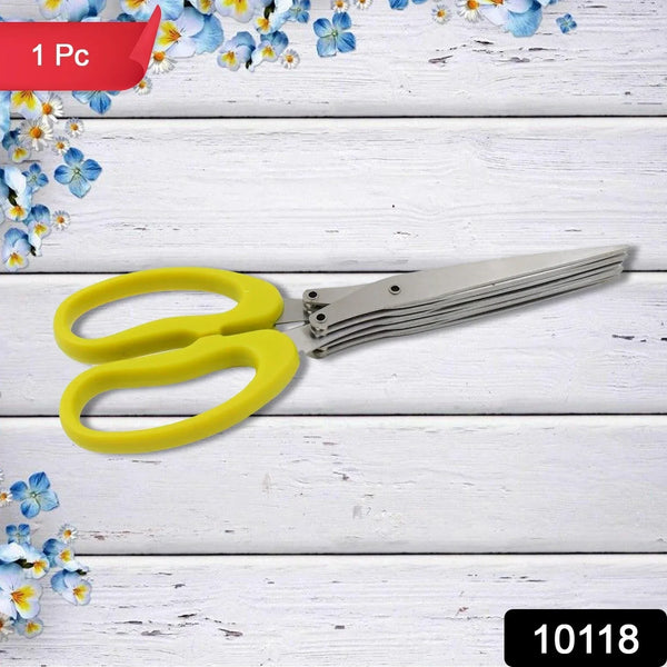 Multifunction Vegetable Stainless Steel Herbs Scissor with 5 Blades (1 Pc) - justgrabit.in | Just Grab It