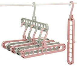 Anti - Skid Plastic 9 - Holes Magic Wardrobe Folding Hangers - Justgrabit Inc.