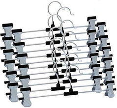 Hangers with 2 - Adjustable Anti - Rust Clips (Pack of 12) - Justgrabit Inc.