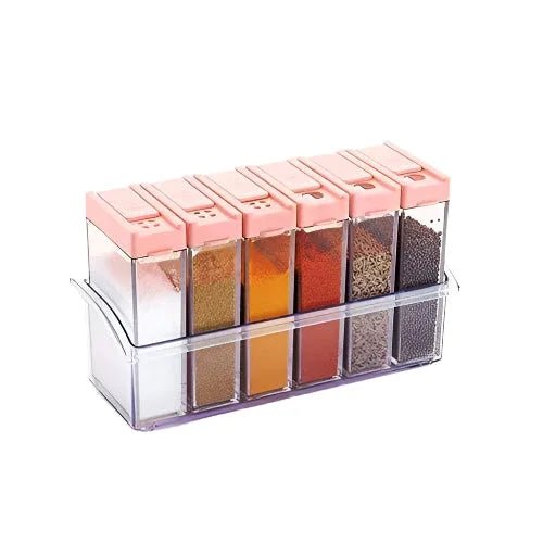 Plastic Spice Jars (6 pcs, 14x22x8cm, Multicolour) - Justgrabit Inc.