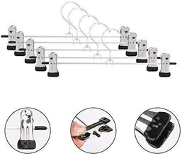 Hangers with 2 - Adjustable Anti - Rust Clips (Pack of 12) - Justgrabit Inc.