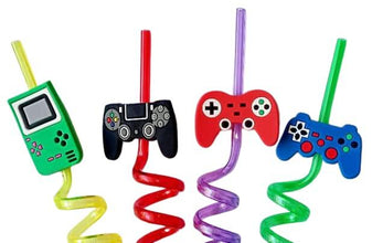 Plastic Straws Reusable Drinking Straws (4 pc Set / Mix design) - justgrabit.in | Just Grab It