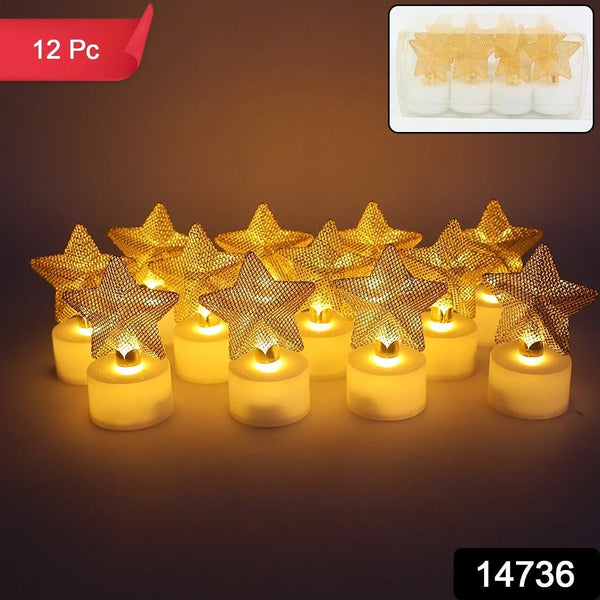 Set of 12 Decorative LED Star Candles - Justgrabit Inc.