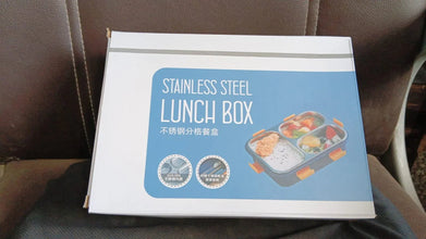 3 Compartment Transparent Stainless Steel Lunch Box with a Spoon and a Pair of Chopsticks (1 Set) - justgrabit.in | Just Grab It