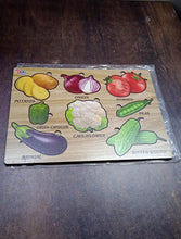 Wooden Vegetable Puzzle Learning Educational Board (1 Set / 28×20 Cm) - justgrabit.in | Just Grab It