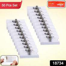 Plastic Transparent cardholders With Pin & Clip 90 mm x 60 mm (50 Pcs Set) - justgrabit.in | Just Grab It